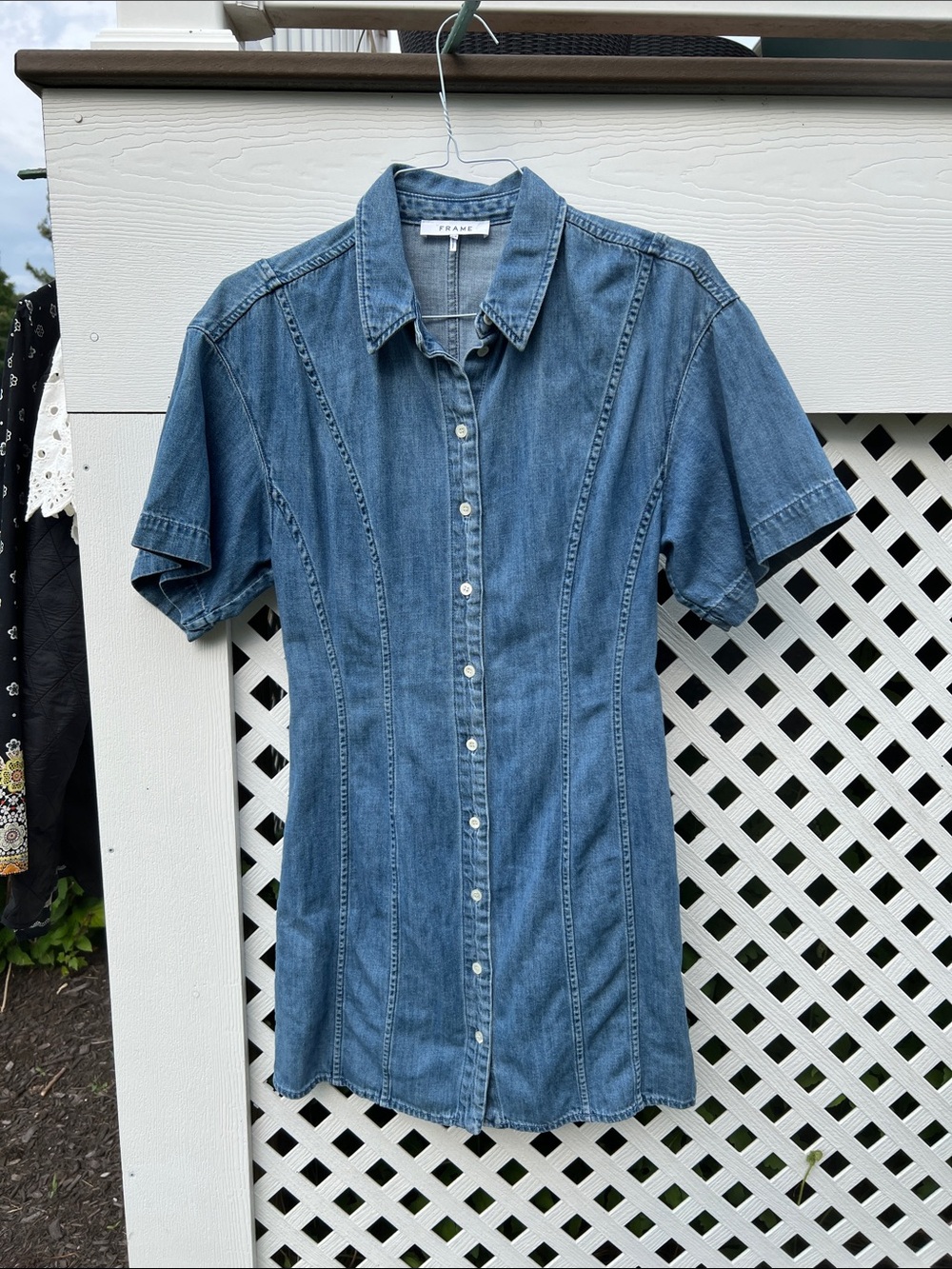 FRAME Seam Detail Denim Dress - Picture 3 of 6